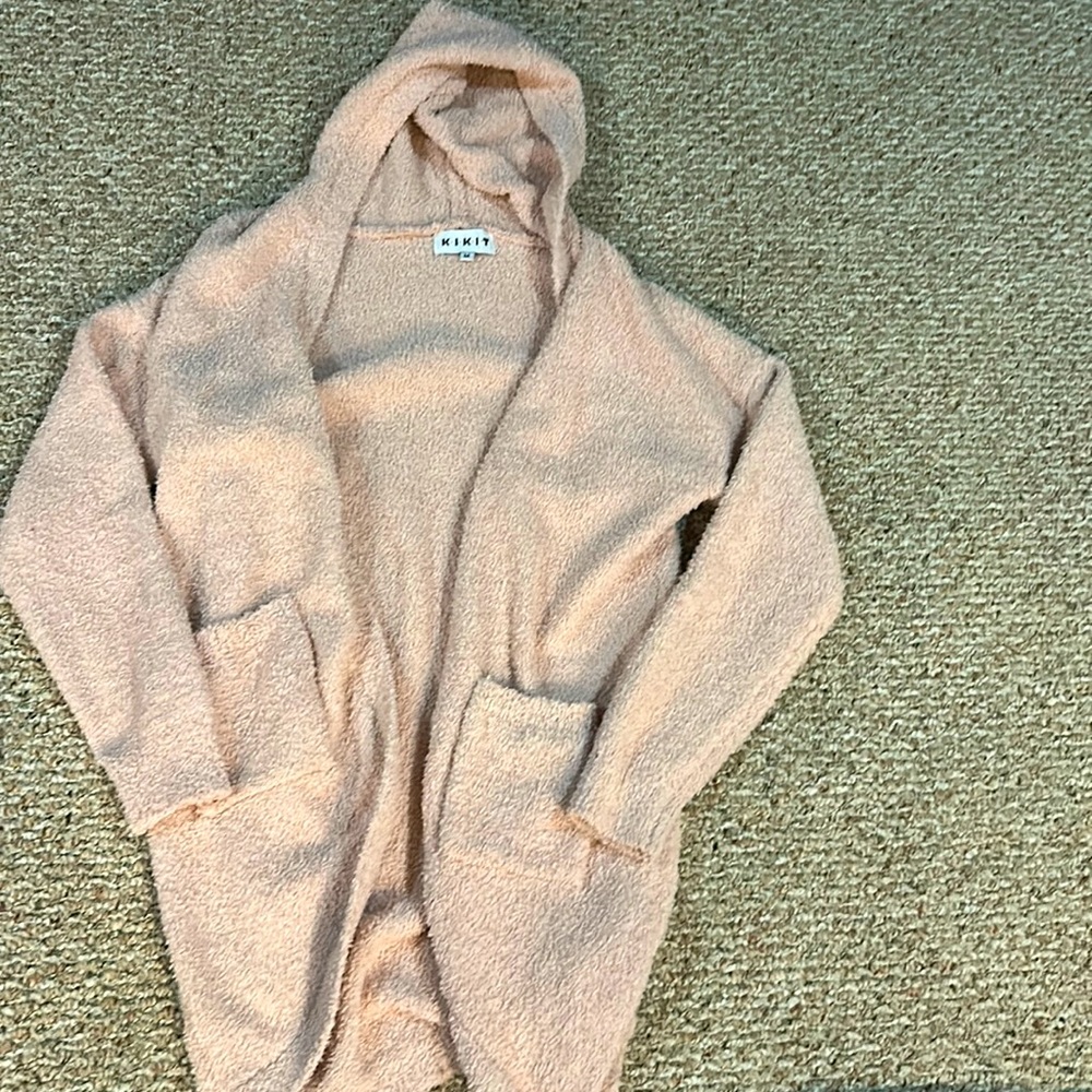 Soft light pink hooded cardigan